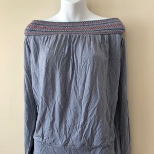 NWT Slate blue off the shoulder long sleeve shirt